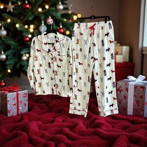 Pajamagram Holiday Flannel Dog Cat In Festive Wear Pajama Set NWT Size Small